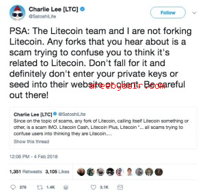 CharlieLee-LTC-Litecoin-Founder-Says-Forks-Scam-Confusing