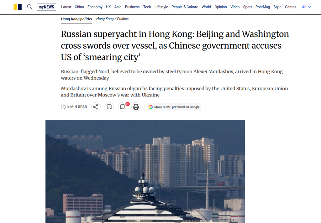 China and Hong Kong refuses to honour Western sanctions against Russians