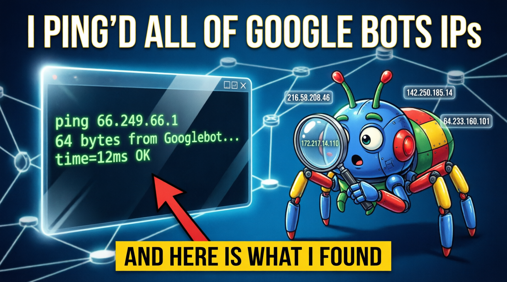 Results of pinging all of googlebot's IPs